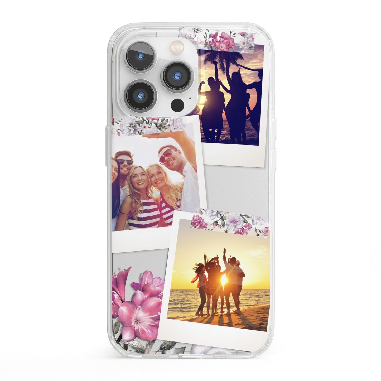 Floral Photo Montage Upload iPhone 13 Pro Clear Bumper Case