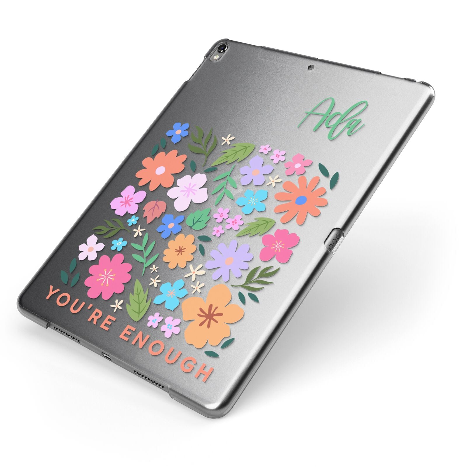 Floral Poster Apple iPad Case on Grey iPad Side View