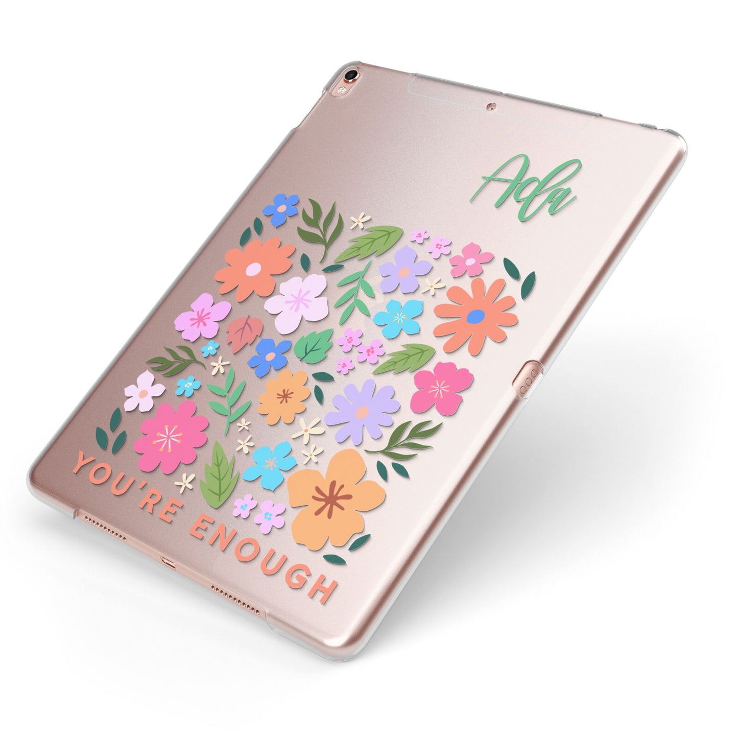 Floral Poster Apple iPad Case on Rose Gold iPad Side View