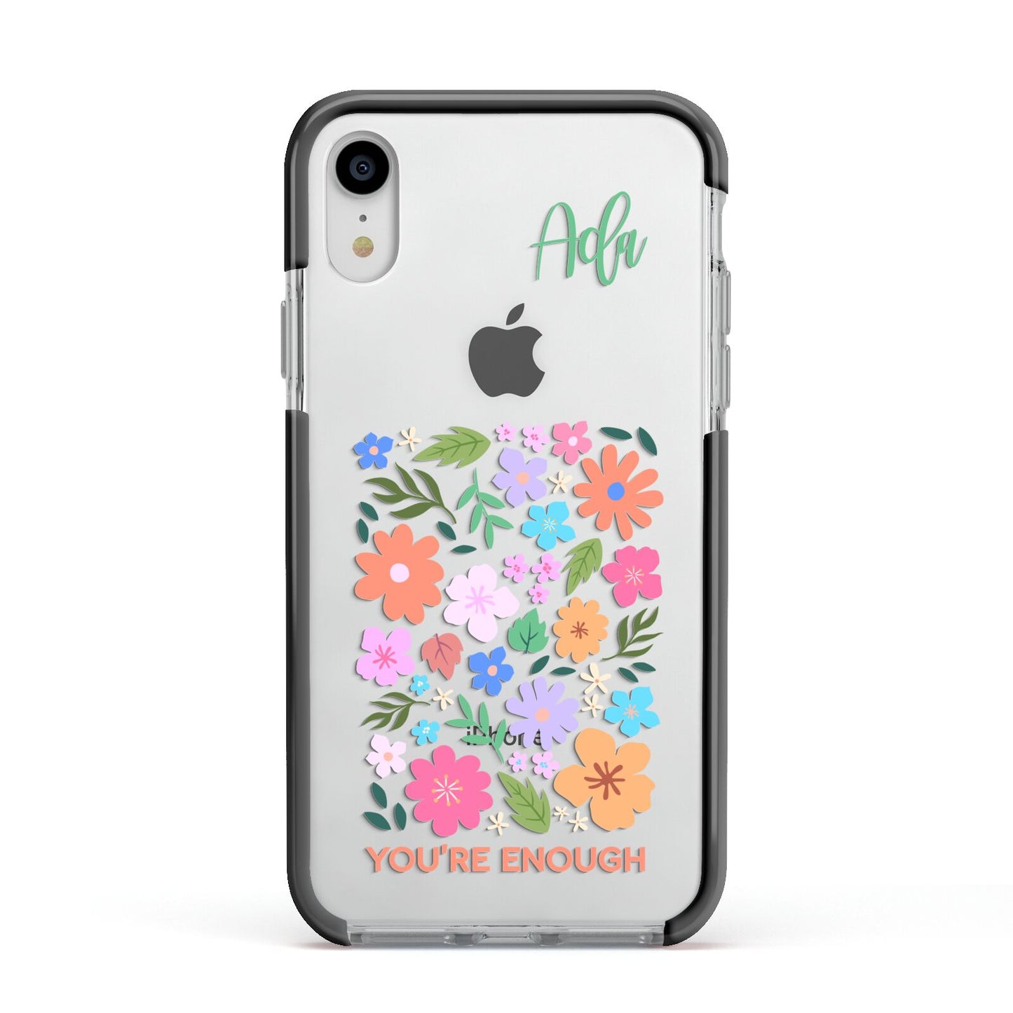 Floral Poster Apple iPhone XR Impact Case Black Edge on Silver Phone