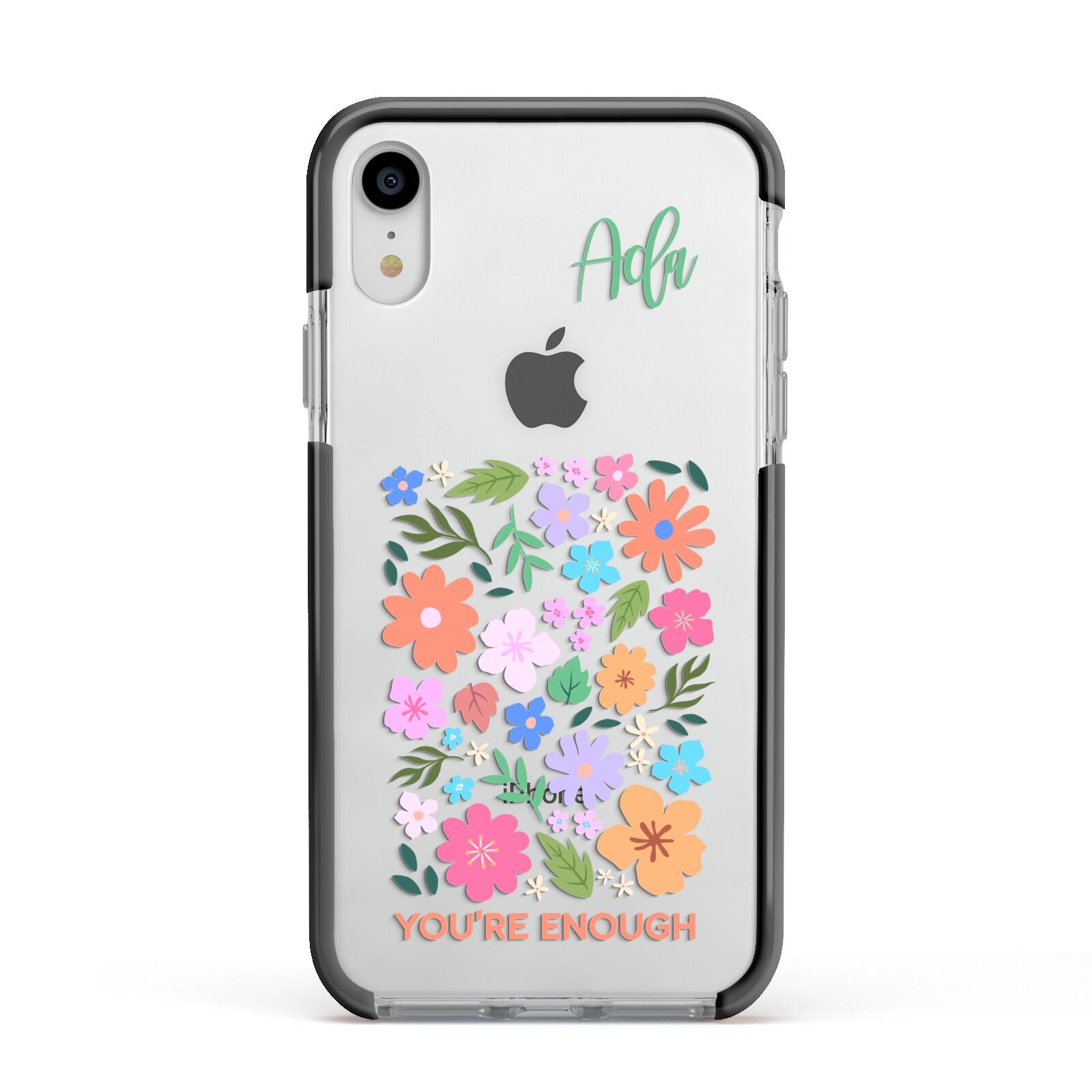 Floral Poster Apple iPhone XR Impact Case Black Edge on Silver Phone