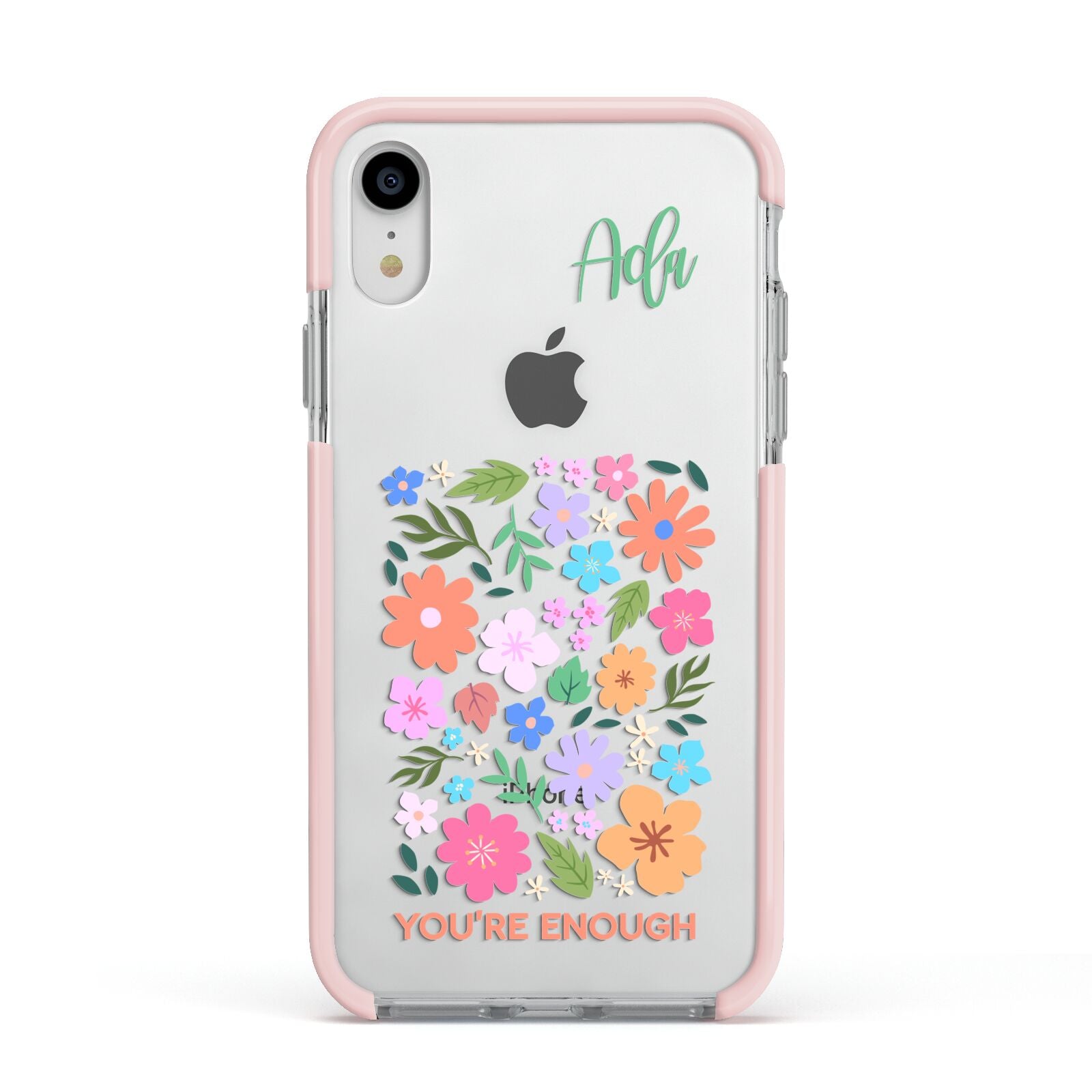 Floral Poster Apple iPhone XR Impact Case Pink Edge on Silver Phone