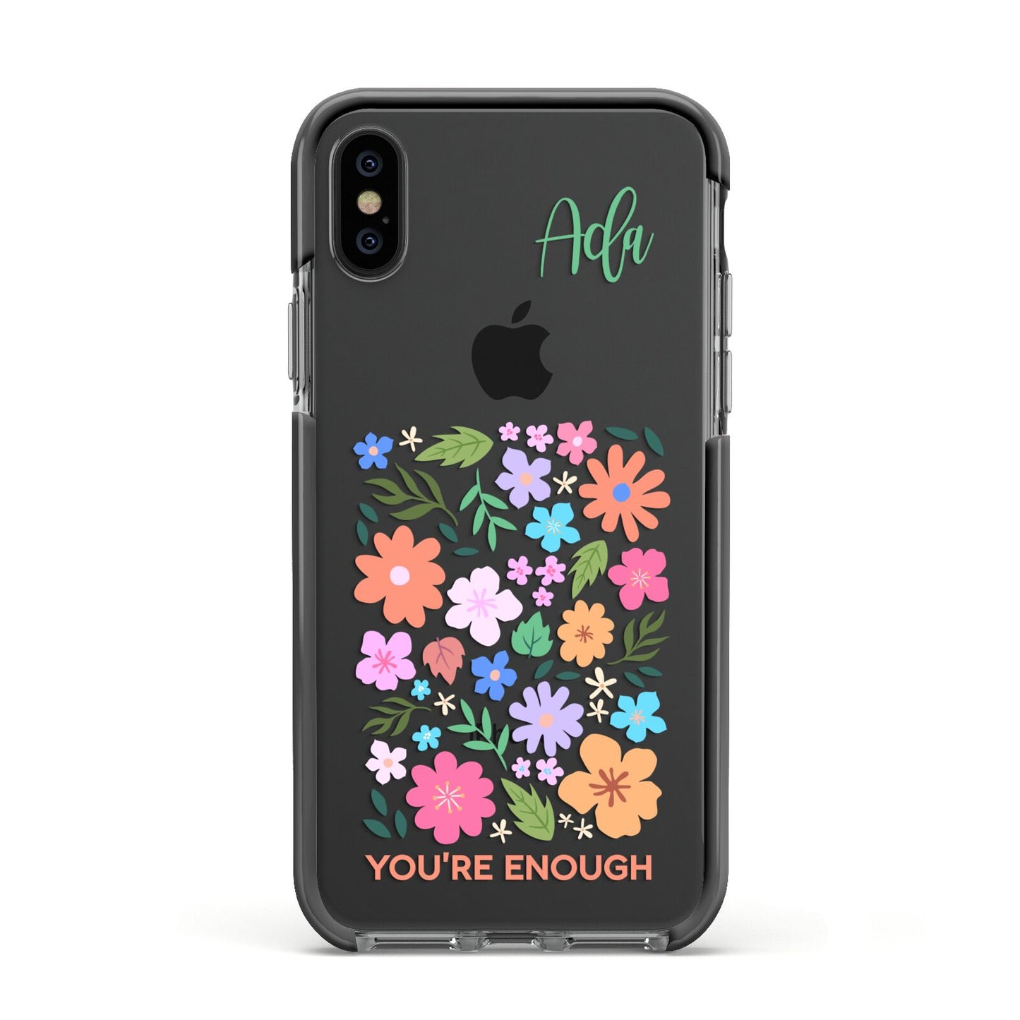 Floral Poster Apple iPhone Xs Impact Case Black Edge on Black Phone