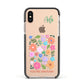 Floral Poster Apple iPhone Xs Impact Case Black Edge on Gold Phone