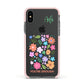 Floral Poster Apple iPhone Xs Impact Case Pink Edge on Black Phone