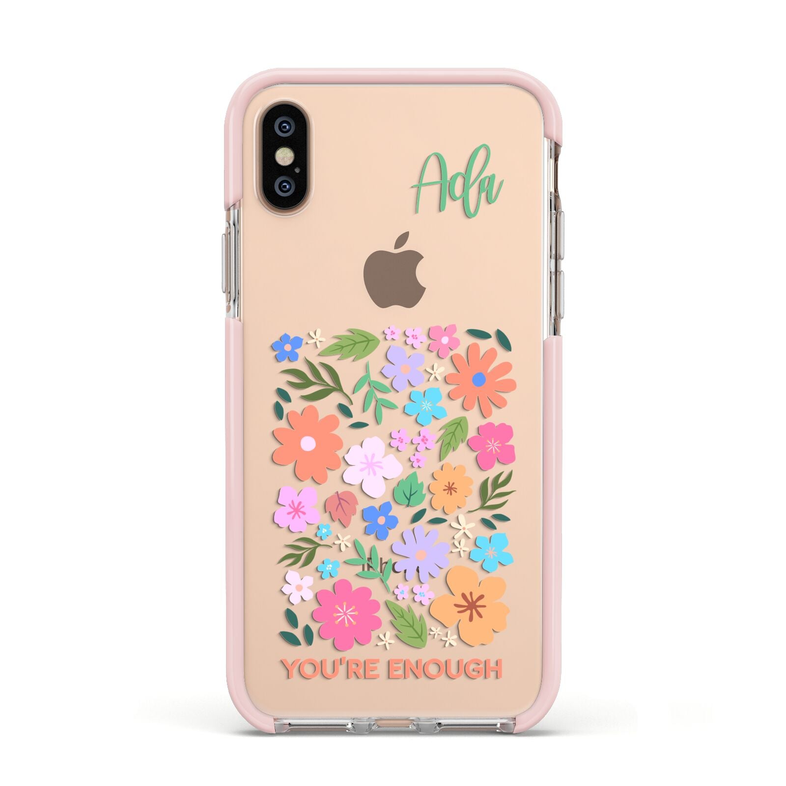 Floral Poster Apple iPhone Xs Impact Case Pink Edge on Gold Phone