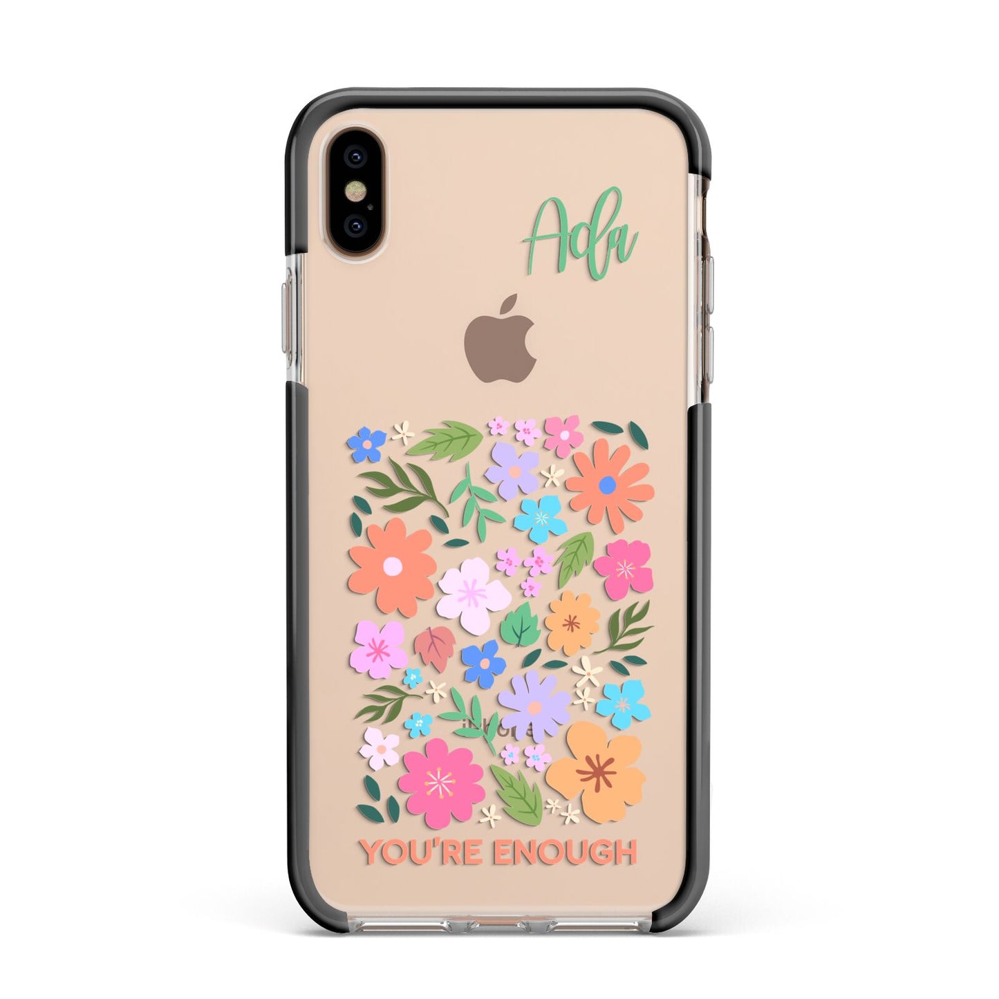 Floral Poster Apple iPhone Xs Max Impact Case Black Edge on Gold Phone