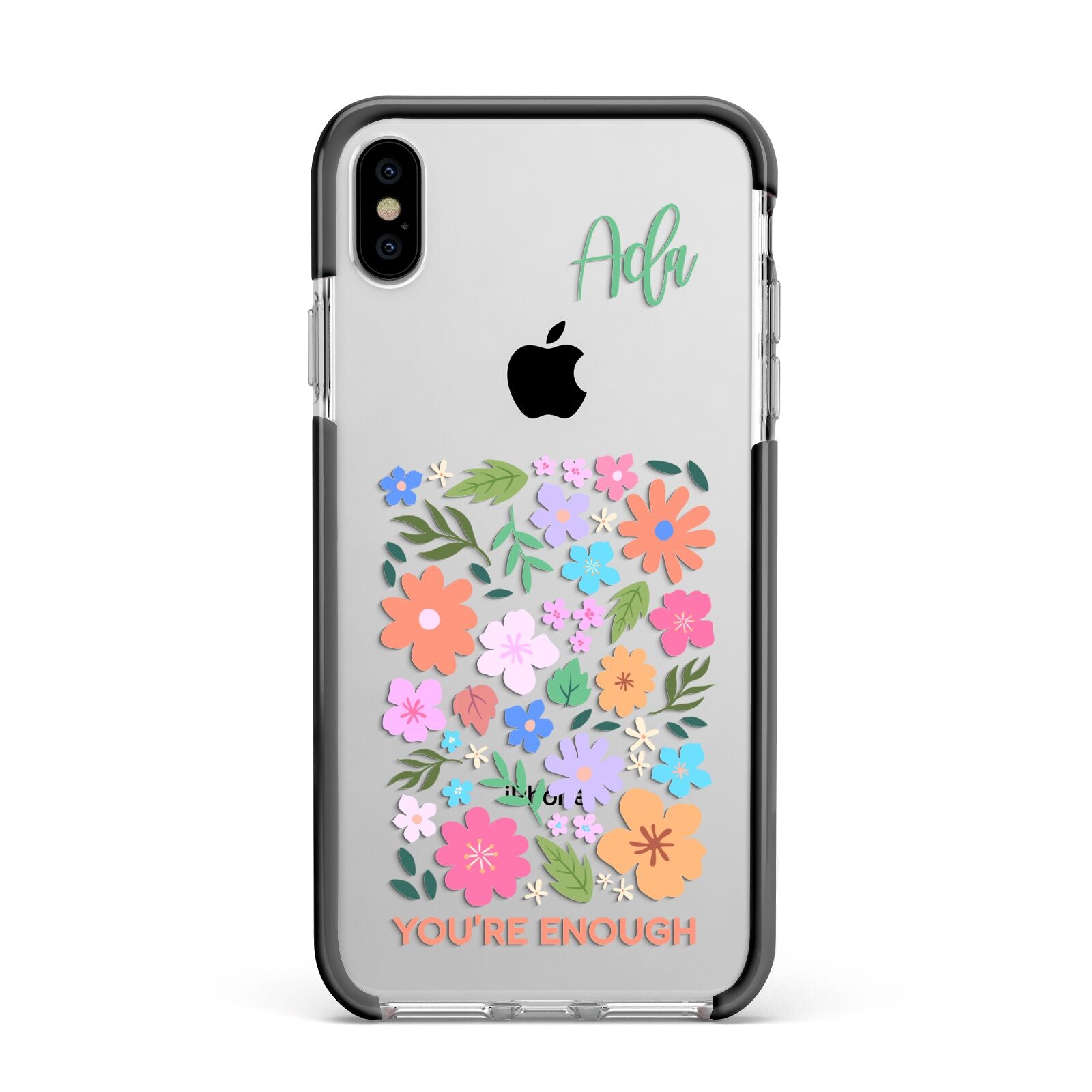 Floral Poster Apple iPhone Xs Max Impact Case Black Edge on Silver Phone