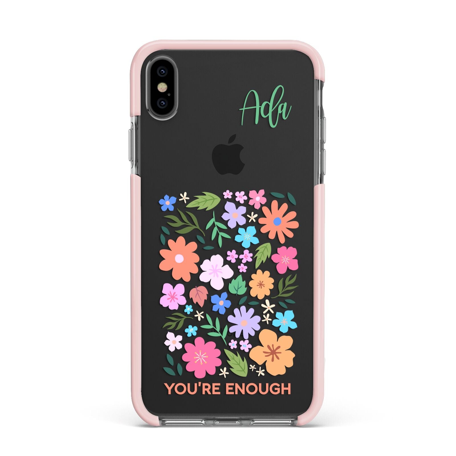 Floral Poster Apple iPhone Xs Max Impact Case Pink Edge on Black Phone