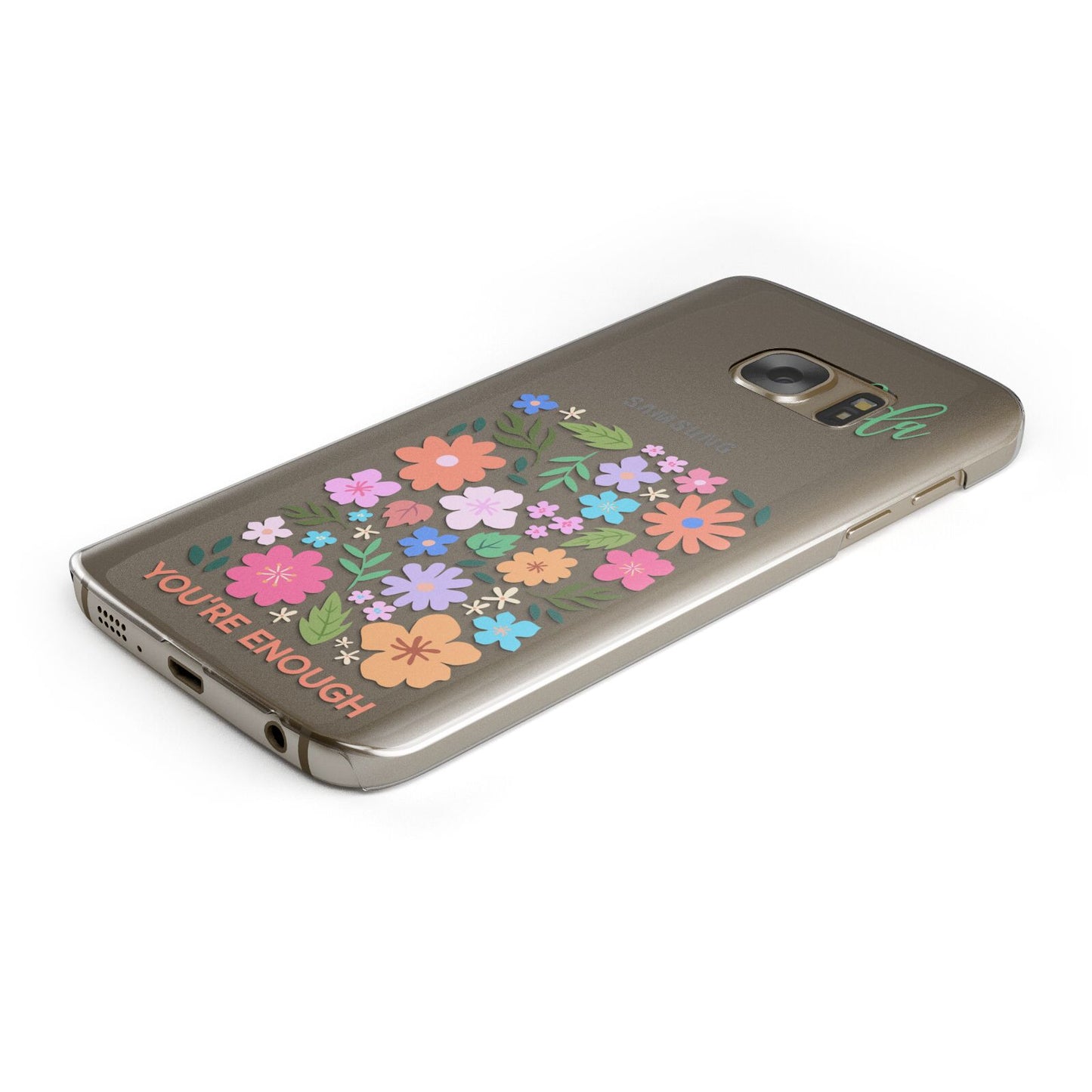 Floral Poster Protective Samsung Galaxy Case Angled Image