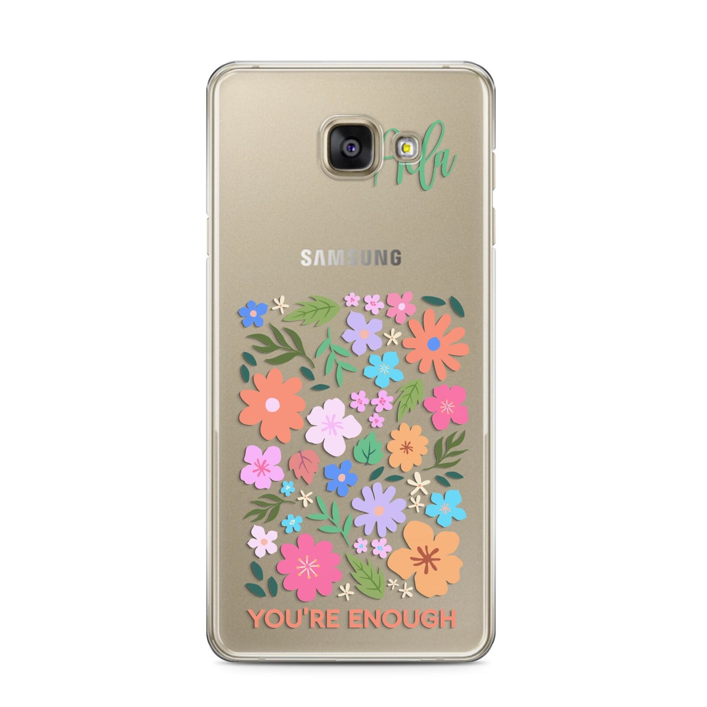 Floral Poster Samsung Galaxy A3 2016 Case on gold phone