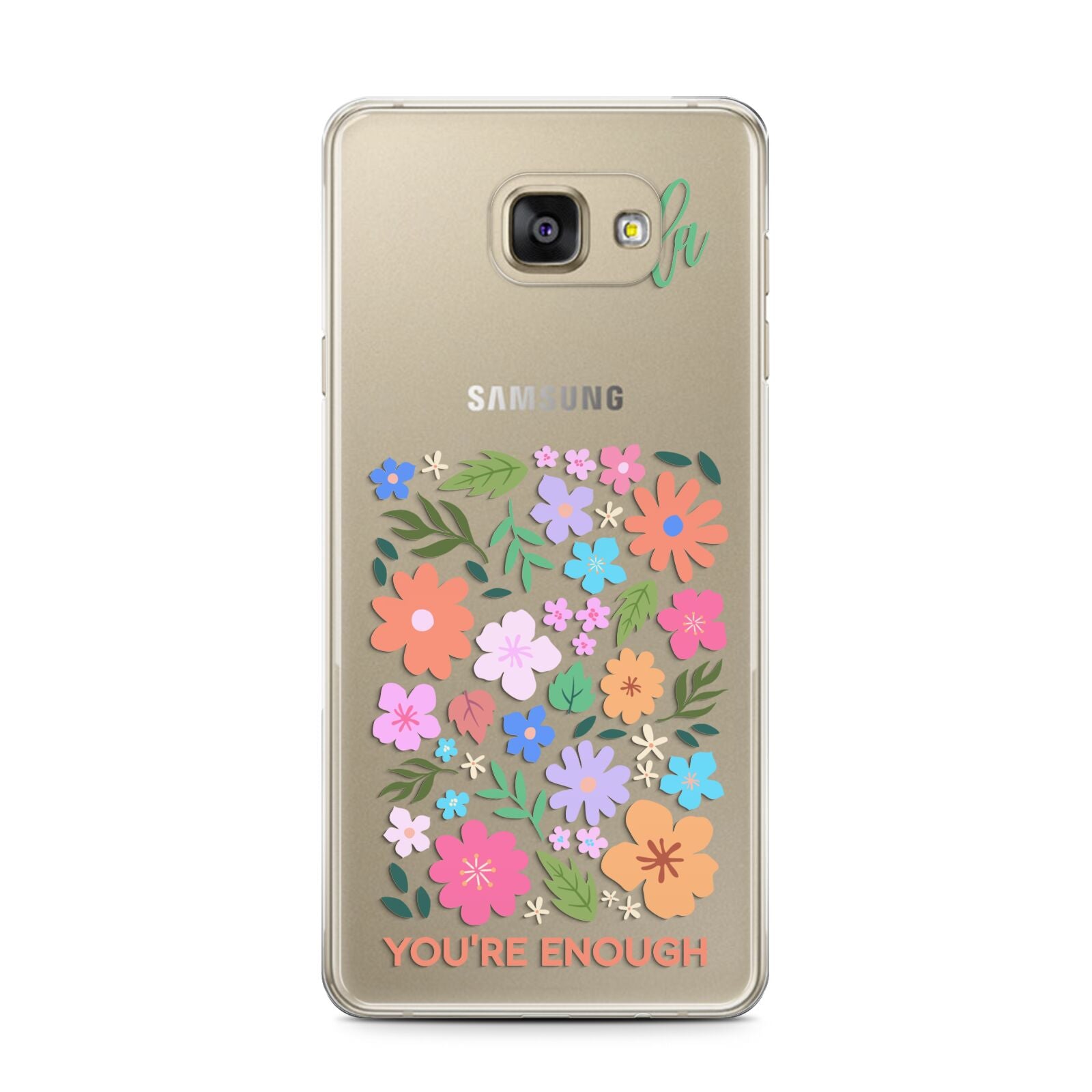 Floral Poster Samsung Galaxy A7 2016 Case on gold phone