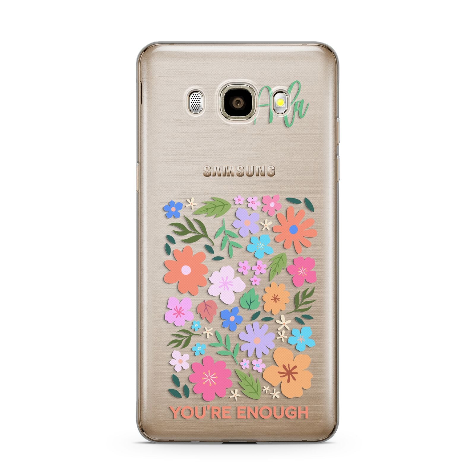 Floral Poster Samsung Galaxy J7 2016 Case on gold phone
