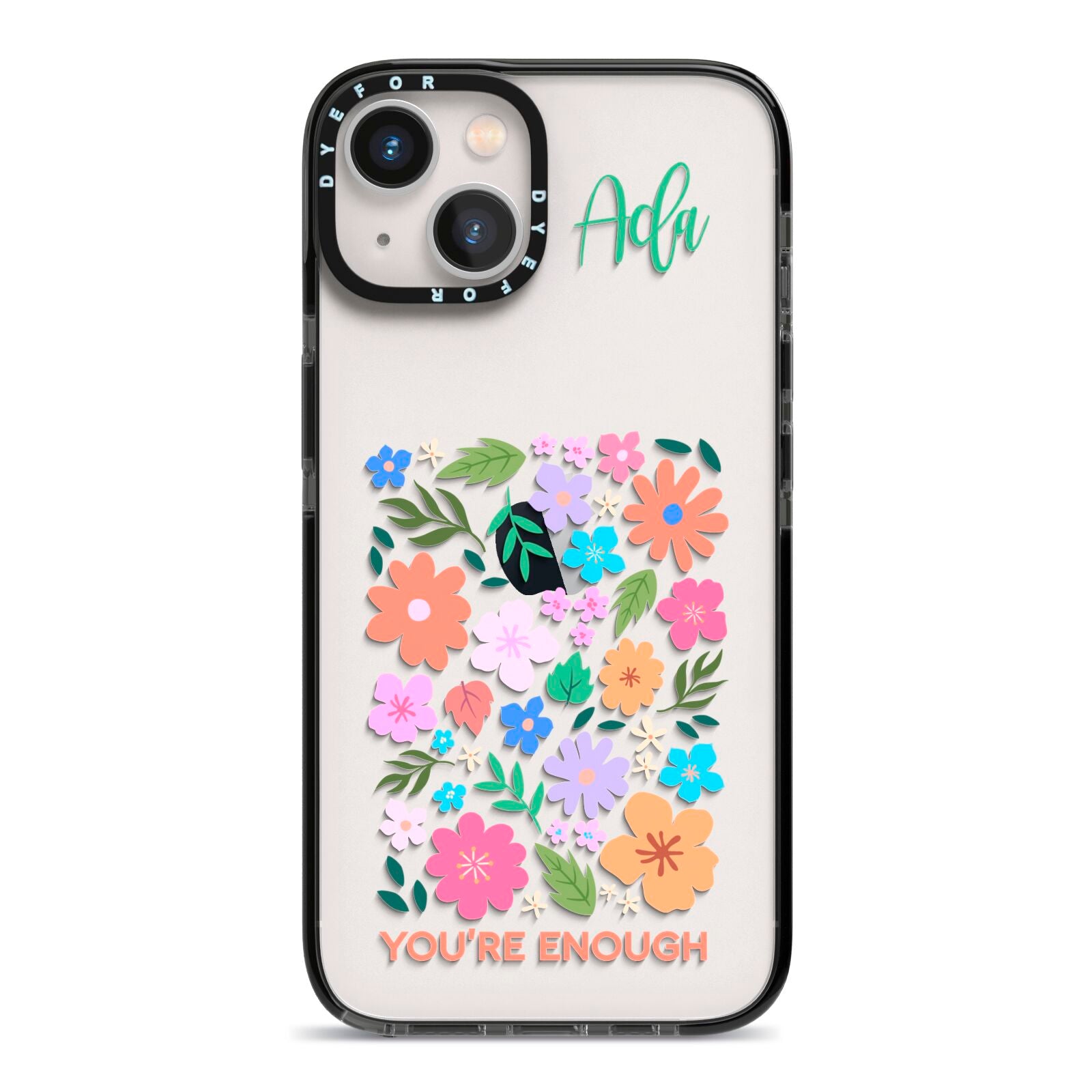 Floral Poster iPhone 13 Black Impact Case on Silver phone