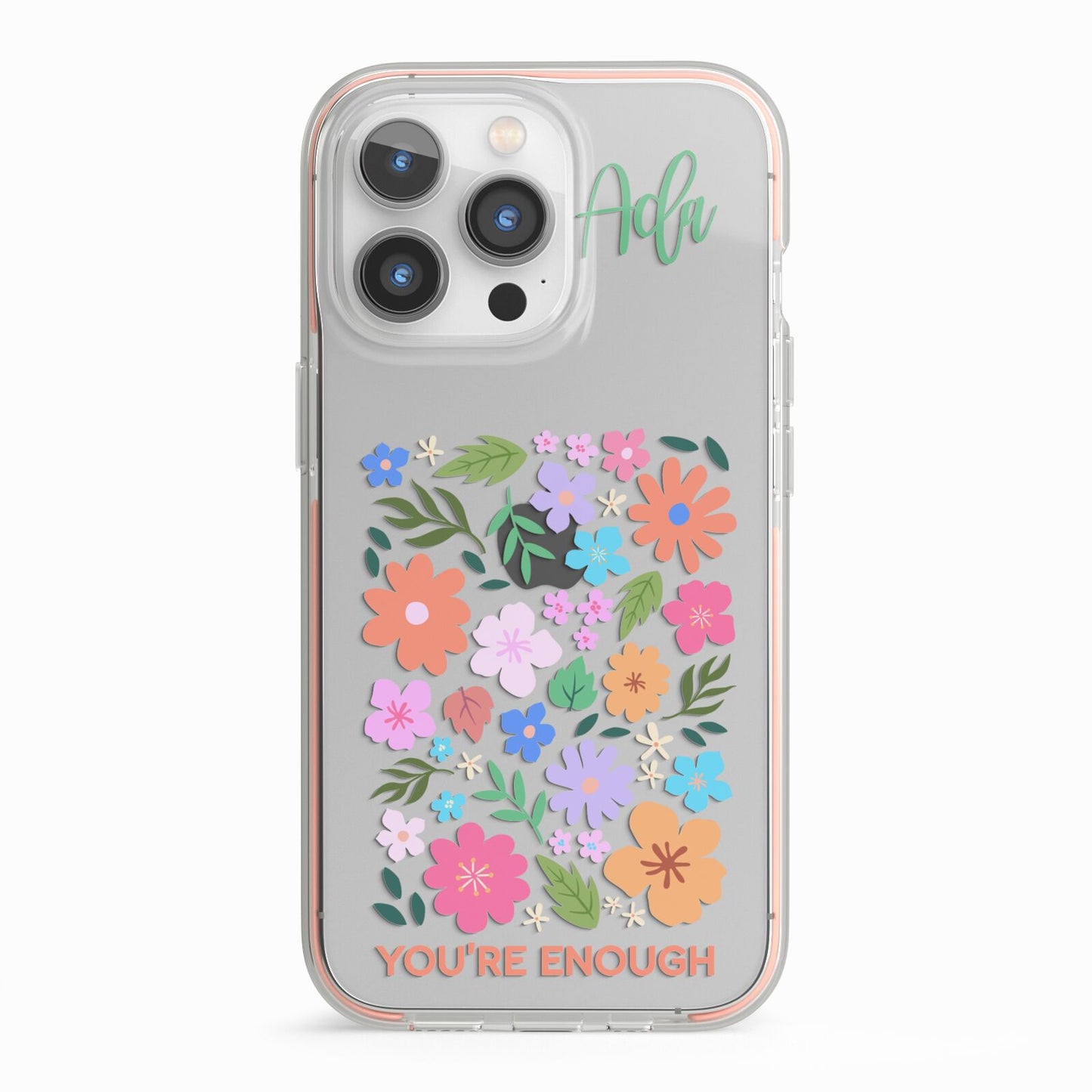 Floral Poster iPhone 13 Pro TPU Impact Case with Pink Edges