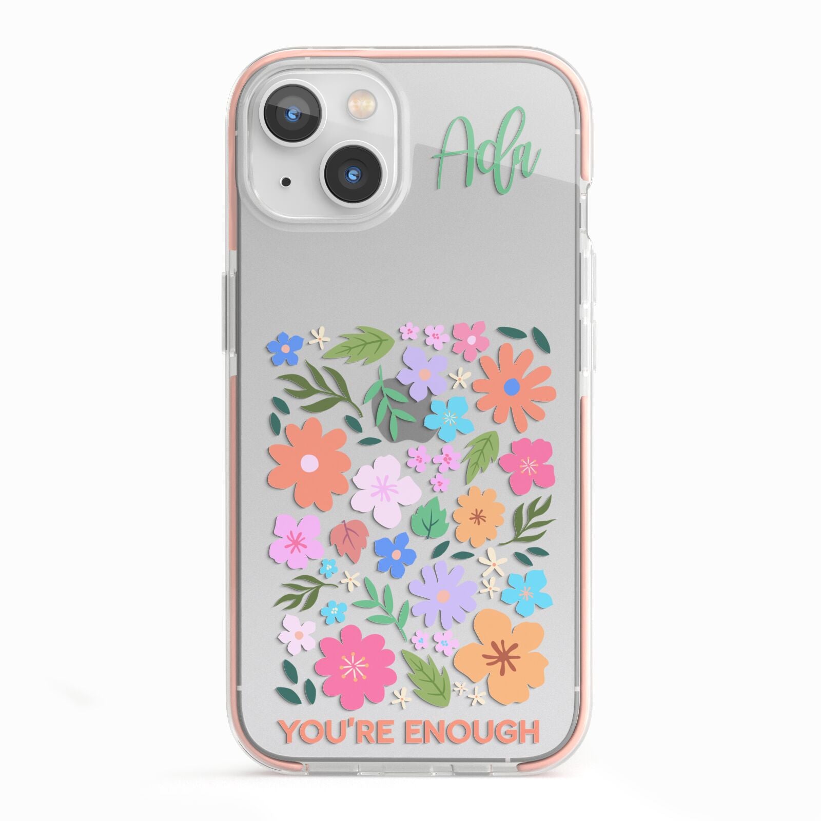 Floral Poster iPhone 13 TPU Impact Case with Pink Edges