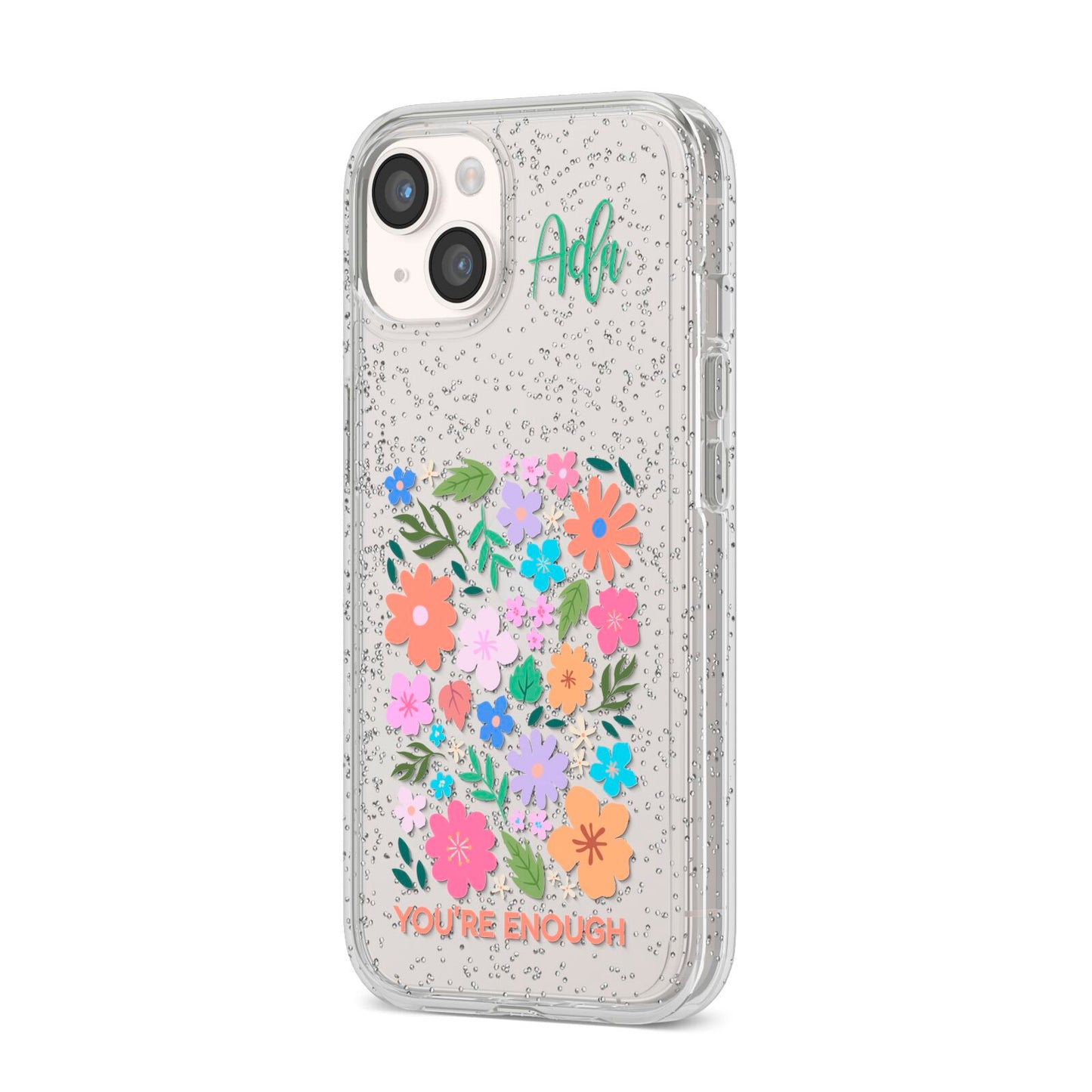 Floral Poster iPhone 14 Glitter Tough Case Starlight Angled Image