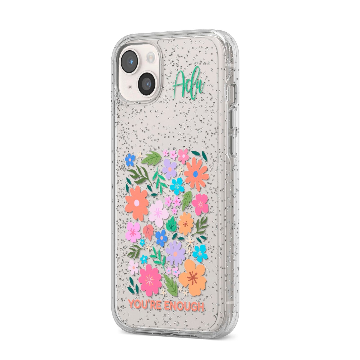 Floral Poster iPhone 14 Plus Glitter Tough Case Starlight Angled Image