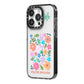 Floral Poster iPhone 14 Pro Black Impact Case Side Angle on Silver phone