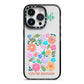 Floral Poster iPhone 14 Pro Black Impact Case on Silver phone