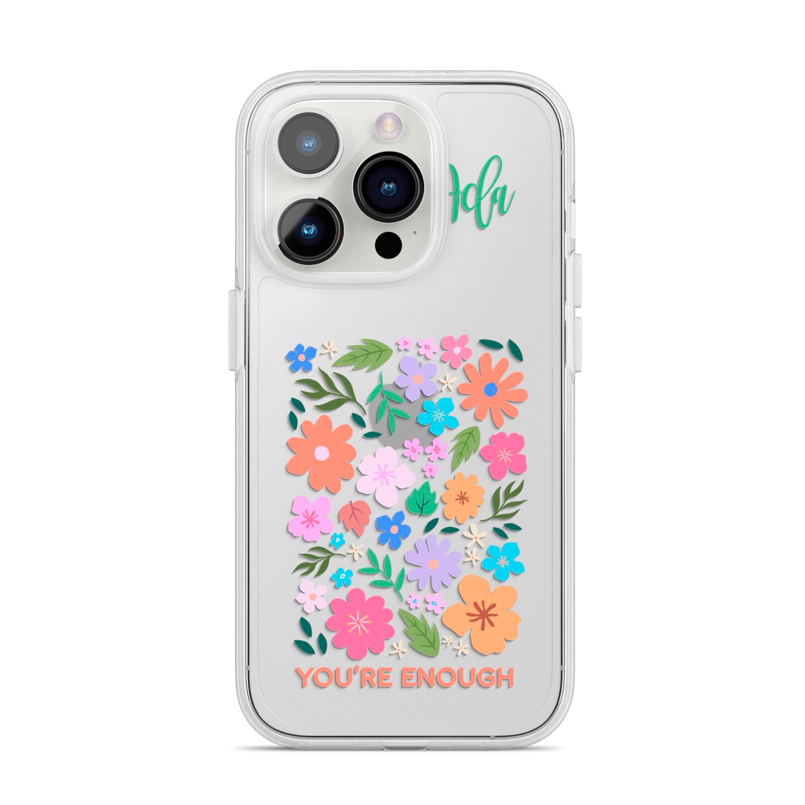 Floral Poster iPhone 14 Pro Clear Tough Case Silver