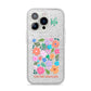 Floral Poster iPhone 14 Pro Glitter Tough Case Silver