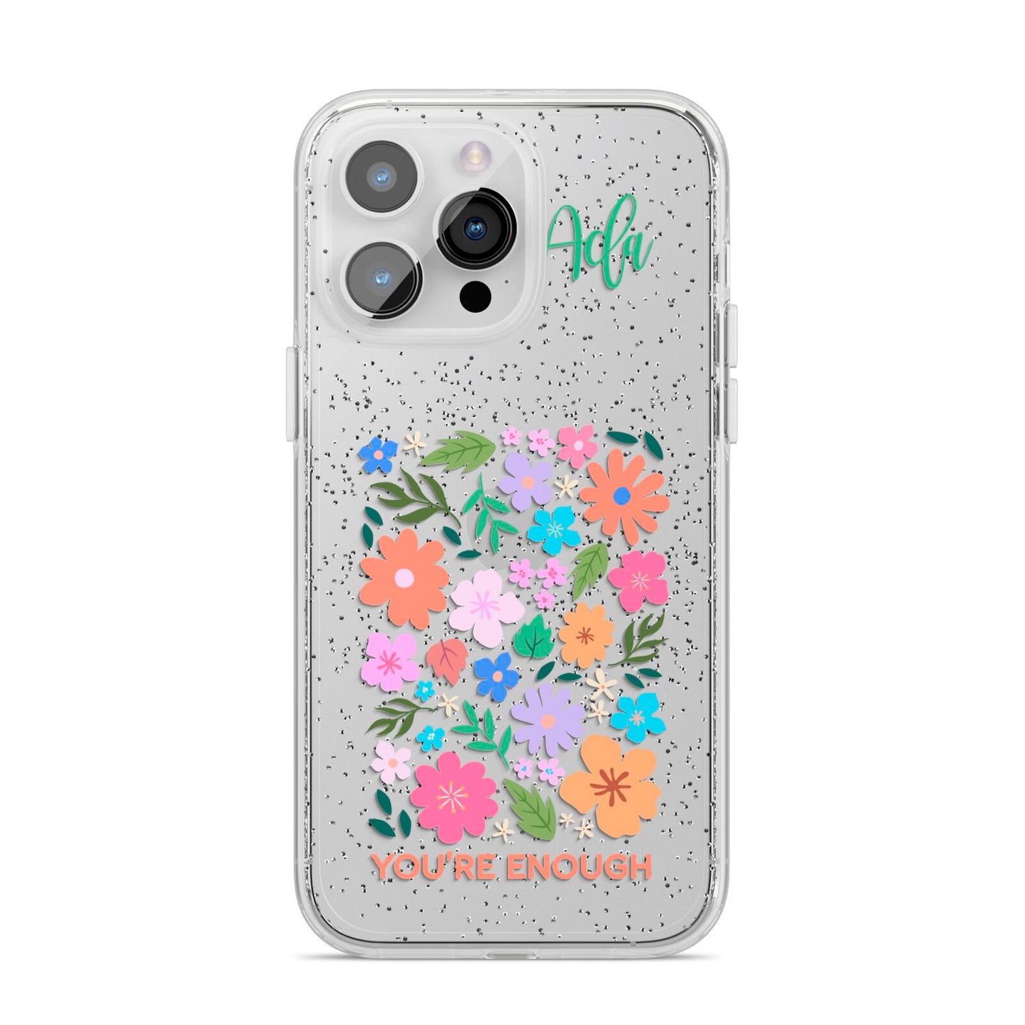 Floral Poster iPhone 14 Pro Max Glitter Tough Case Silver