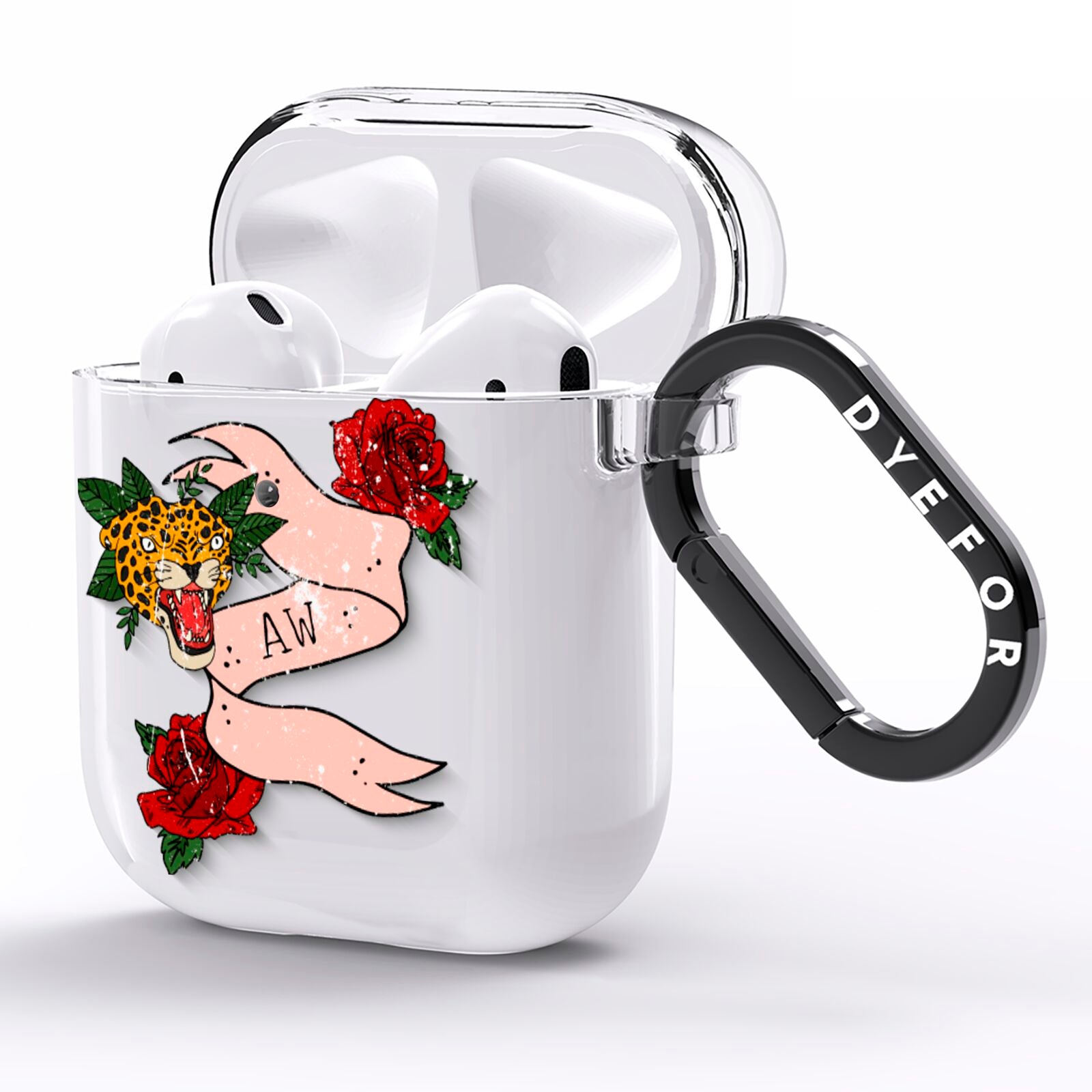 Floral Scroll Custom AirPods Clear Case Side Image