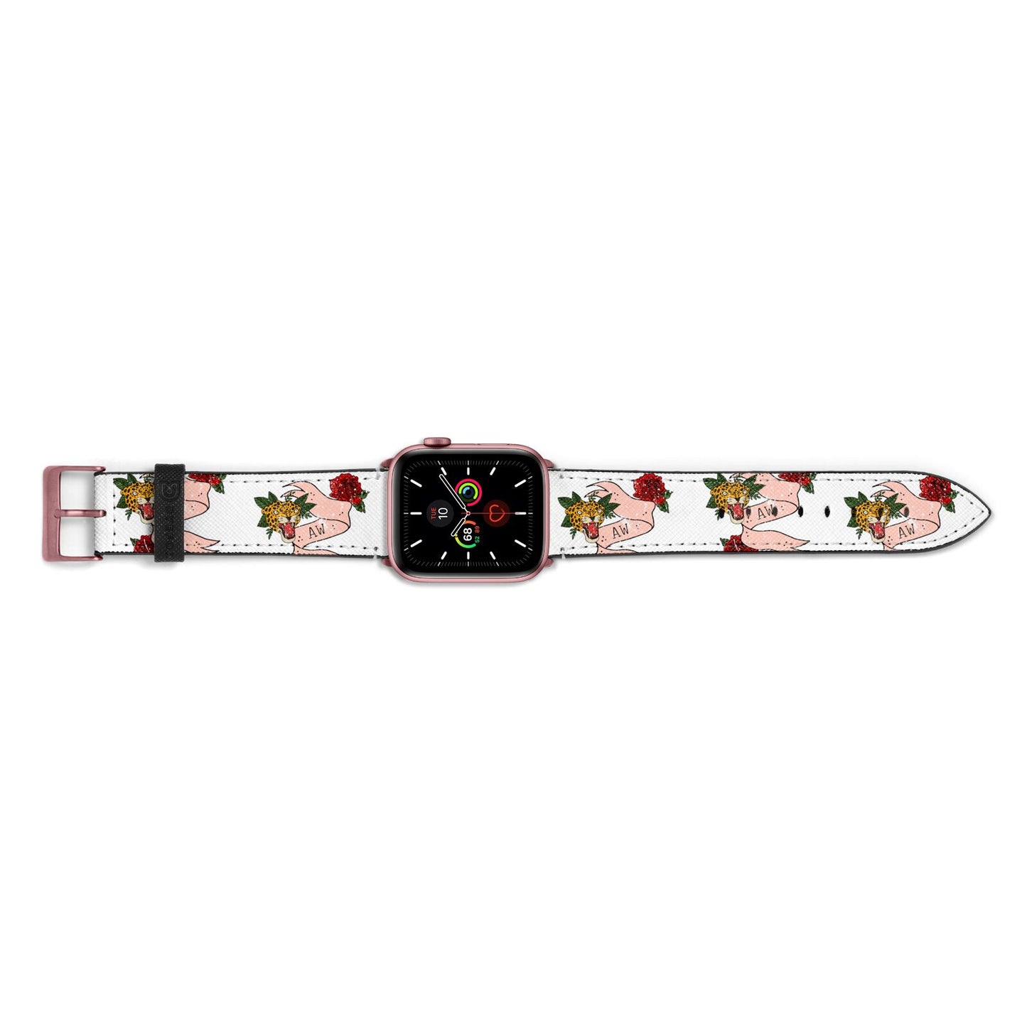 Floral Scroll Custom Apple Watch Strap Landscape Image Rose Gold Hardware