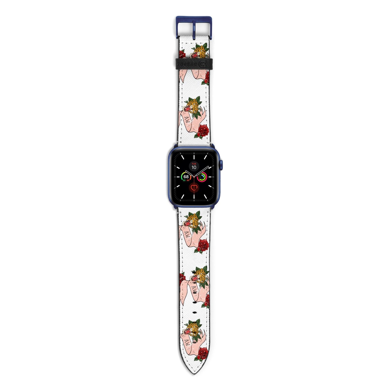 Floral Scroll Custom Apple Watch Strap with Blue Hardware