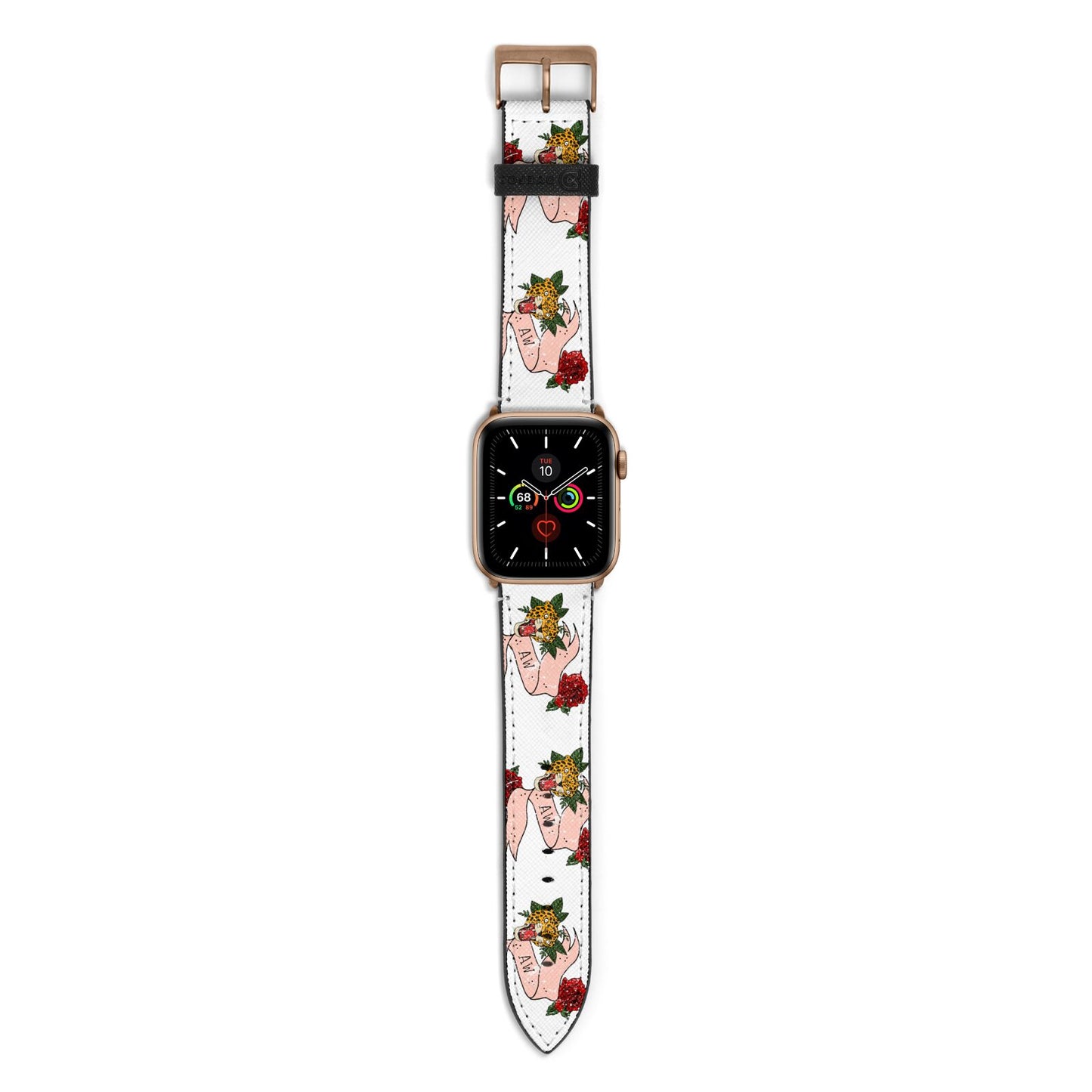 Floral Scroll Custom Apple Watch Strap with Gold Hardware