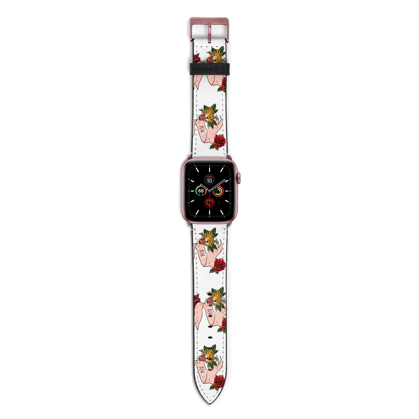 Floral Scroll Custom Apple Watch Strap with Rose Gold Hardware