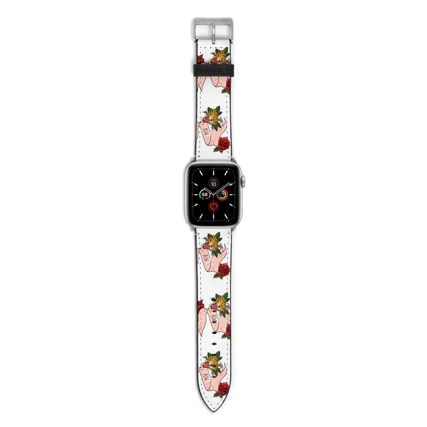 Floral Scroll Custom Apple Watch Strap with Silver Hardware