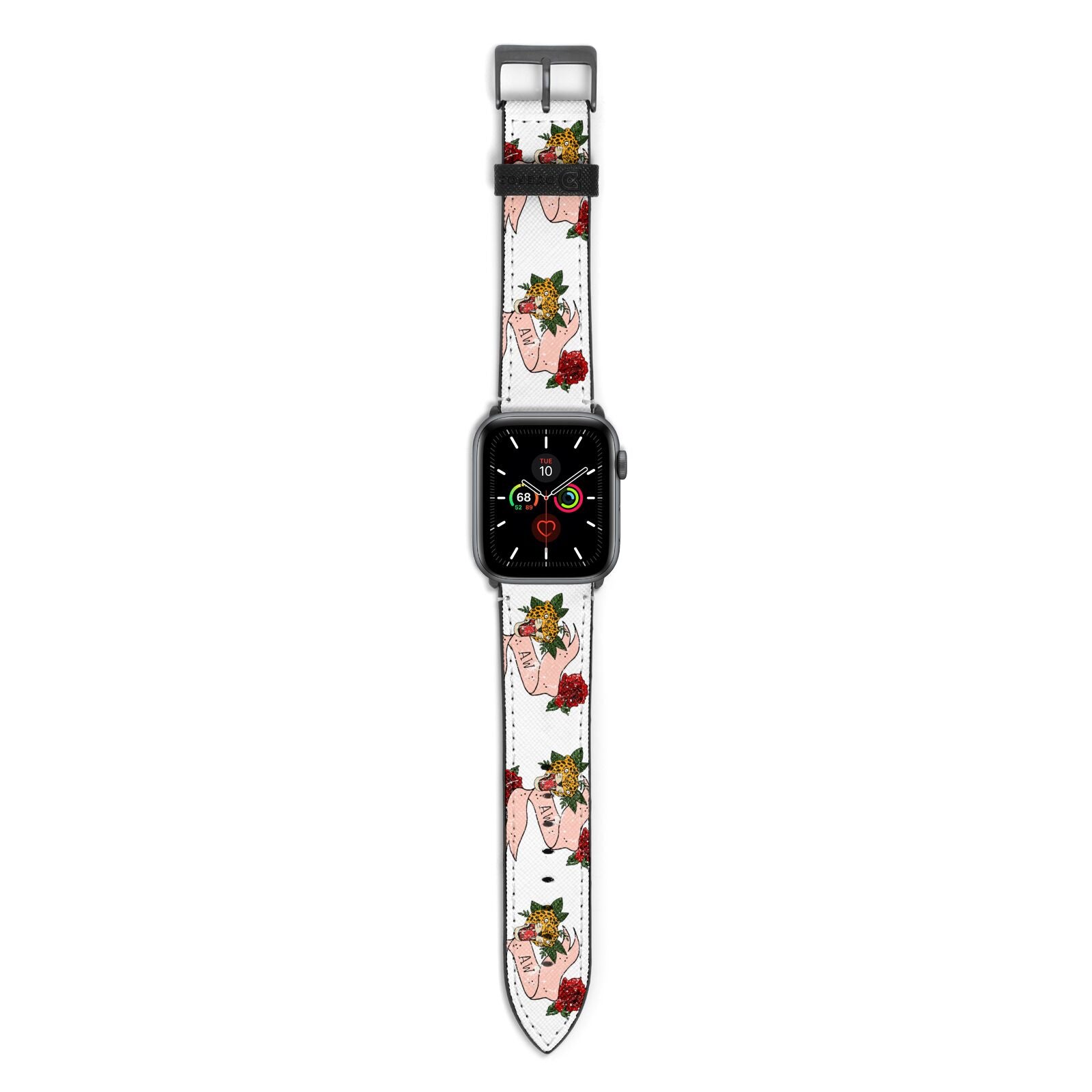 Floral Scroll Custom Apple Watch Strap with Space Grey Hardware