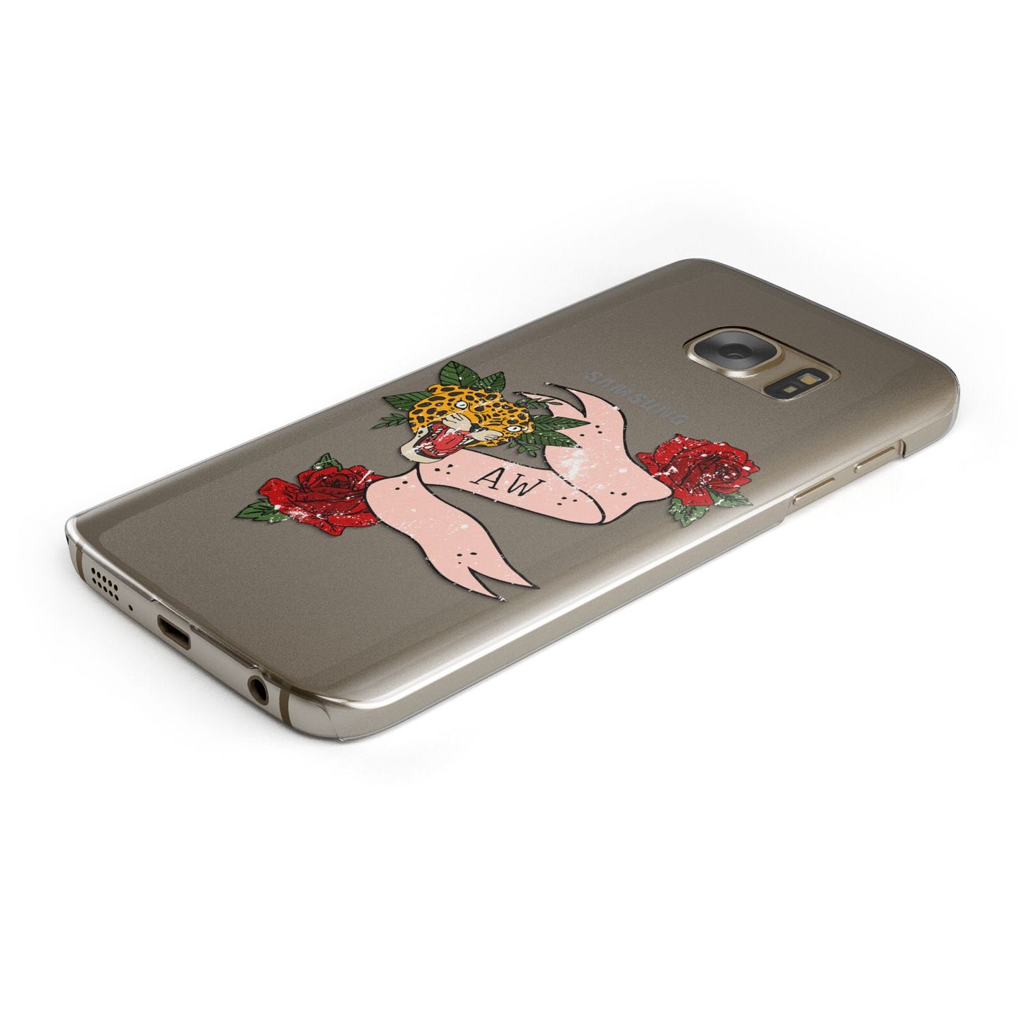 Floral Scroll Custom Protective Samsung Galaxy Case Angled Image