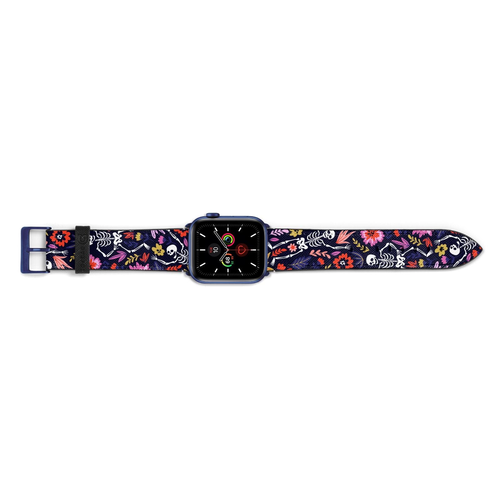 Floral Skeleton Apple Watch Strap Landscape Image Blue Hardware