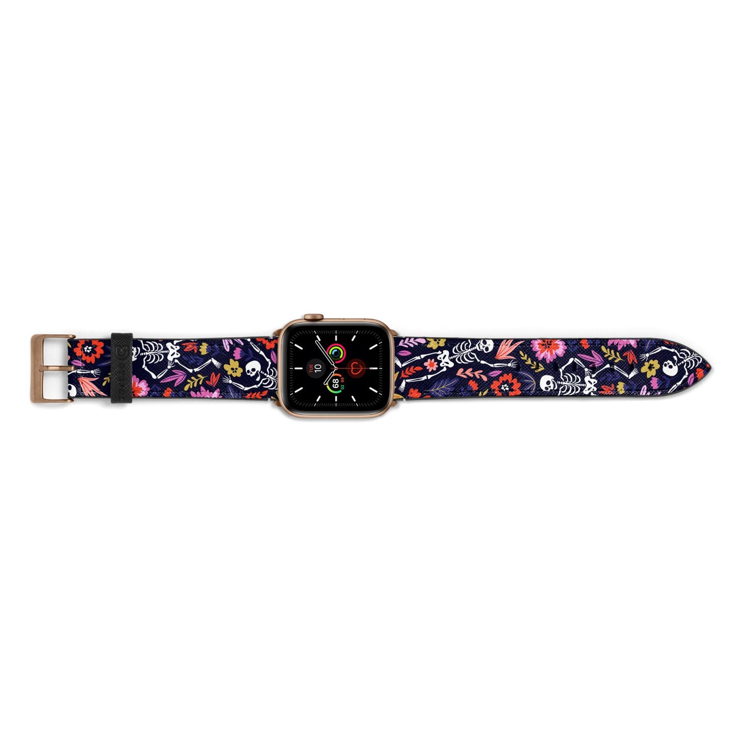 Floral Skeleton Apple Watch Strap Landscape Image Gold Hardware