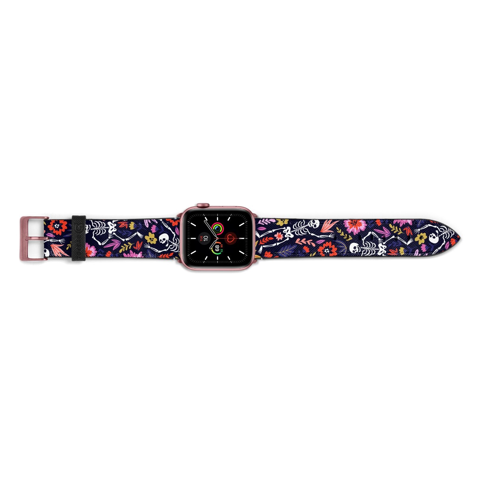 Floral Skeleton Apple Watch Strap Landscape Image Rose Gold Hardware