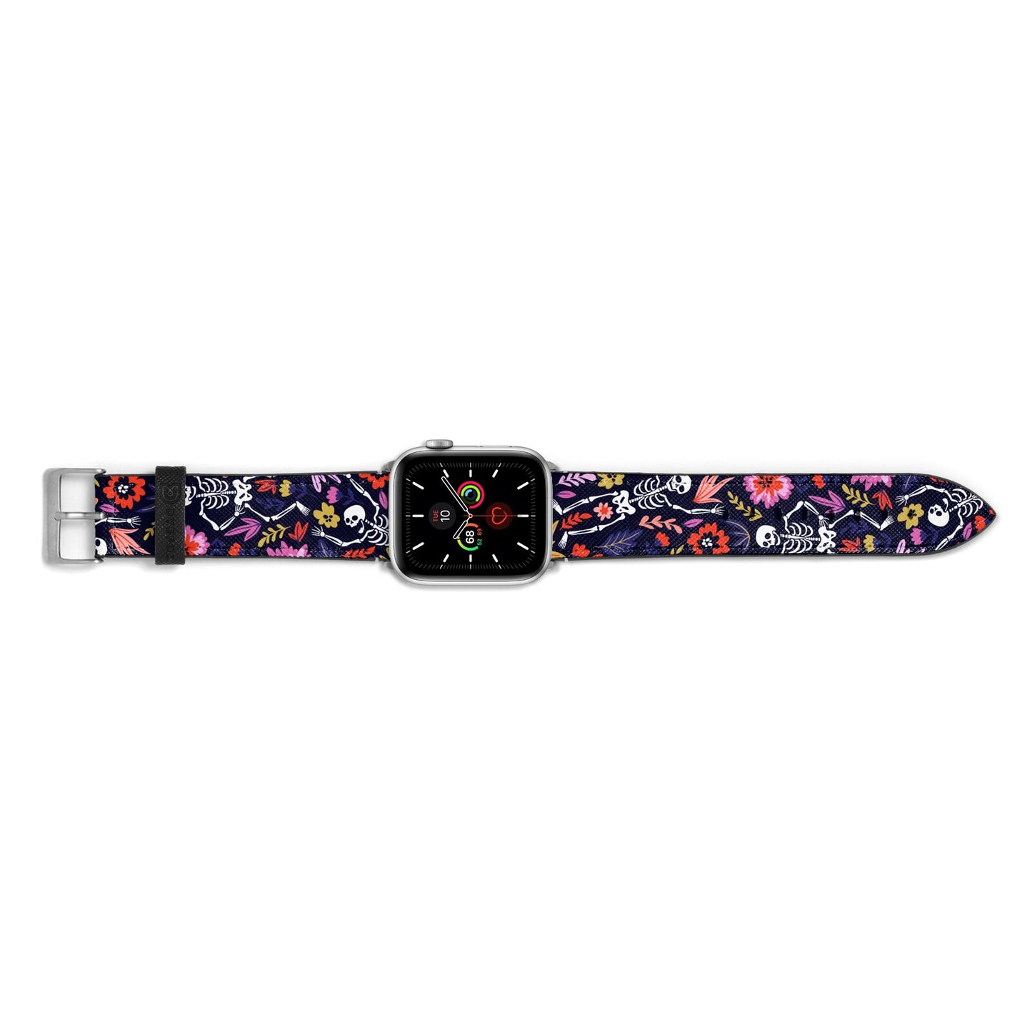 Floral Skeleton Apple Watch Strap Landscape Image Silver Hardware