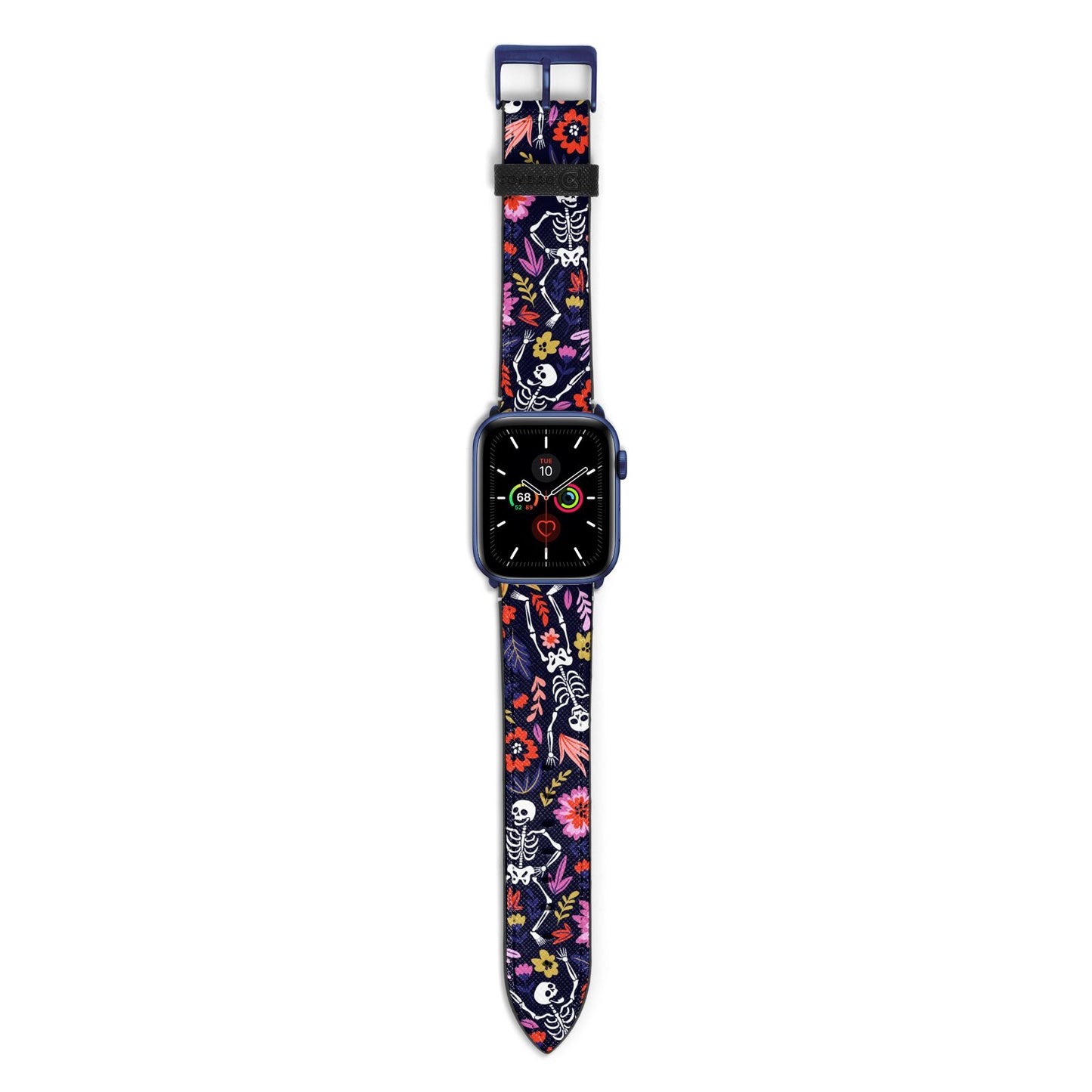 Floral Skeleton Apple Watch Strap with Blue Hardware