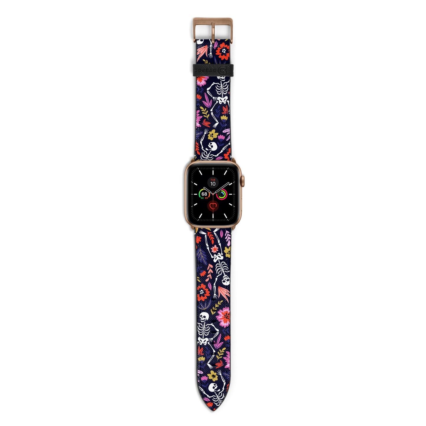 Floral Skeleton Apple Watch Strap with Gold Hardware