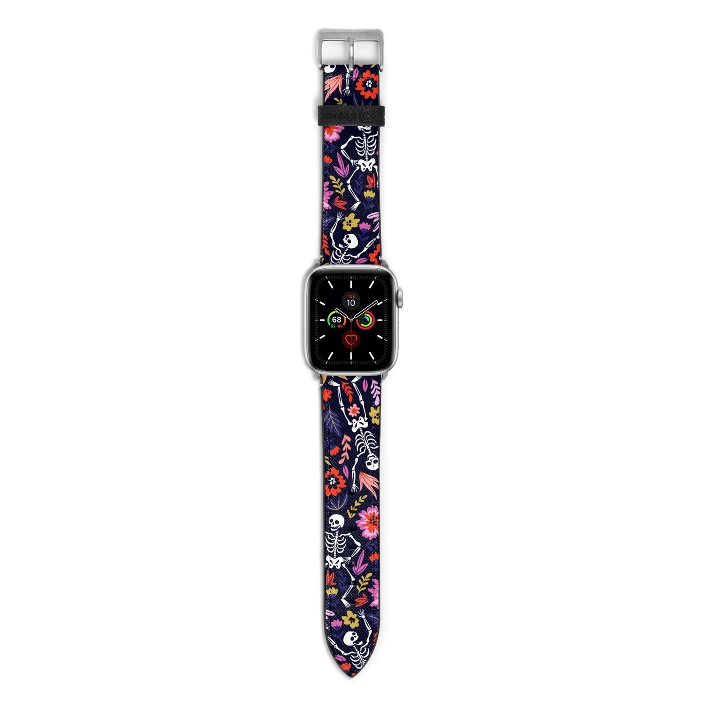 Floral Skeleton Apple Watch Strap with Silver Hardware