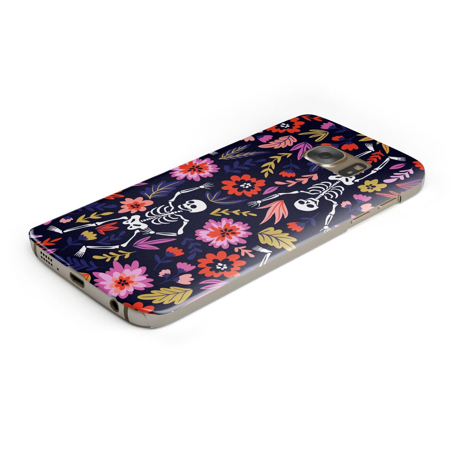 Floral Skeleton Protective Samsung Galaxy Case Angled Image