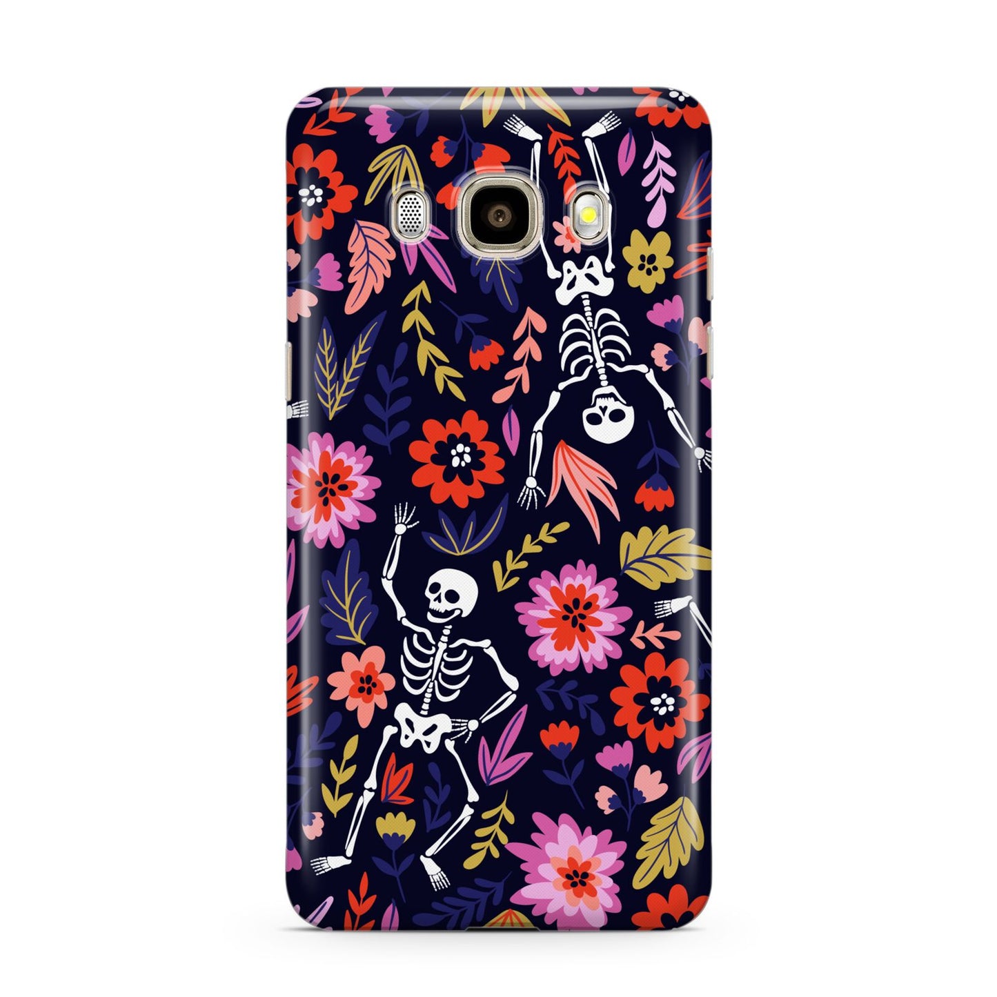 Floral Skeleton Samsung Galaxy J7 2016 Case on gold phone