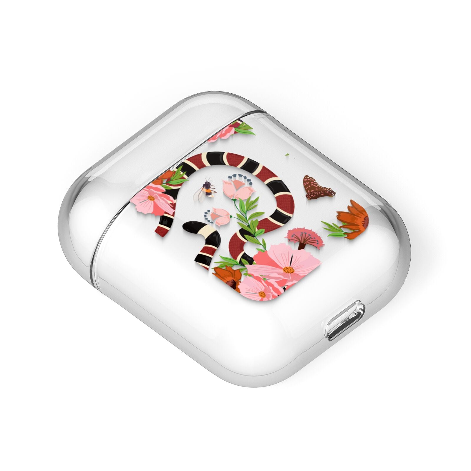 Floral Snake AirPods Case Laid Flat