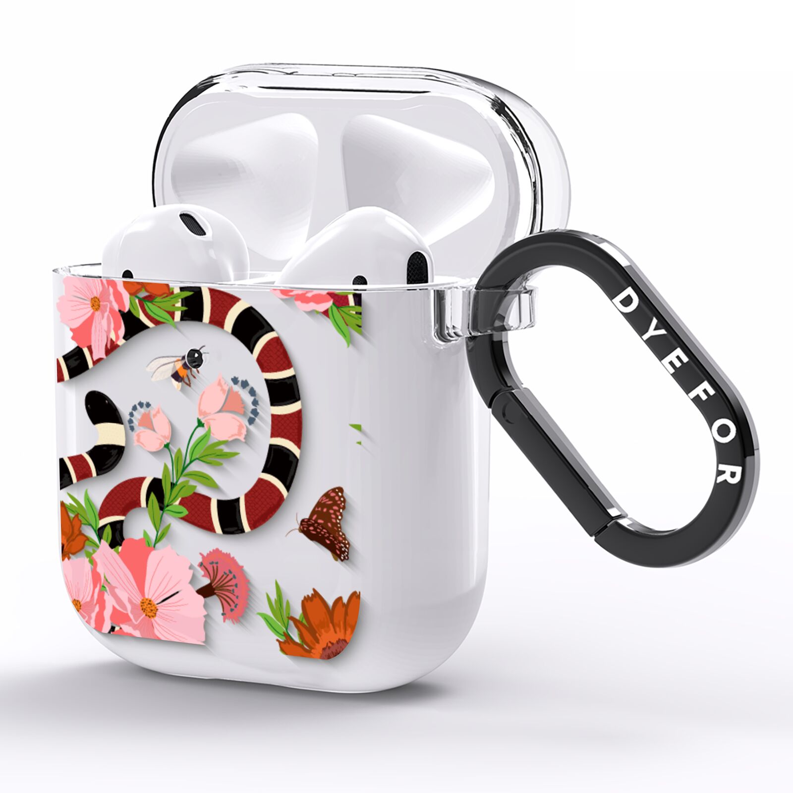 Floral Snake AirPods Clear Case Side Image