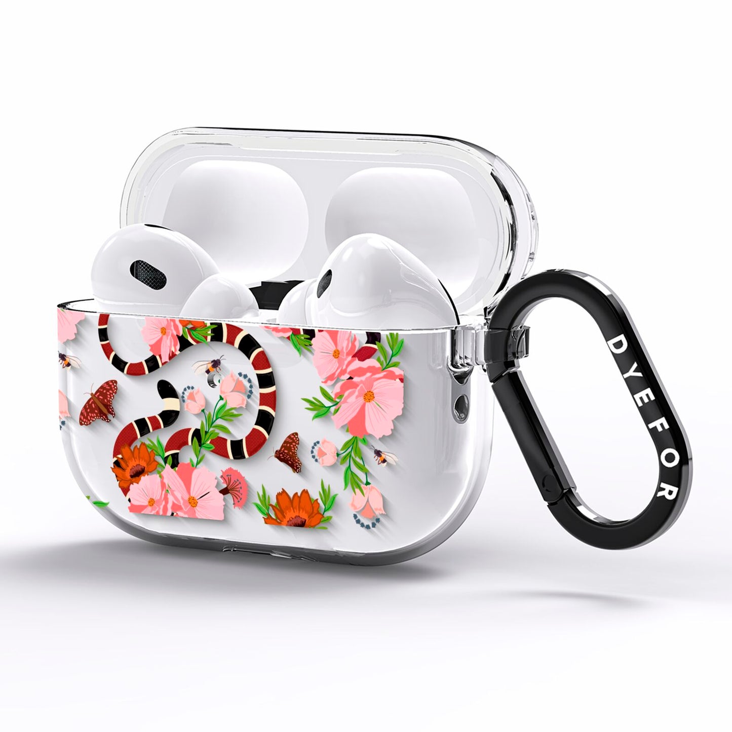 Floral Snake AirPods Pro Clear Case Side Image