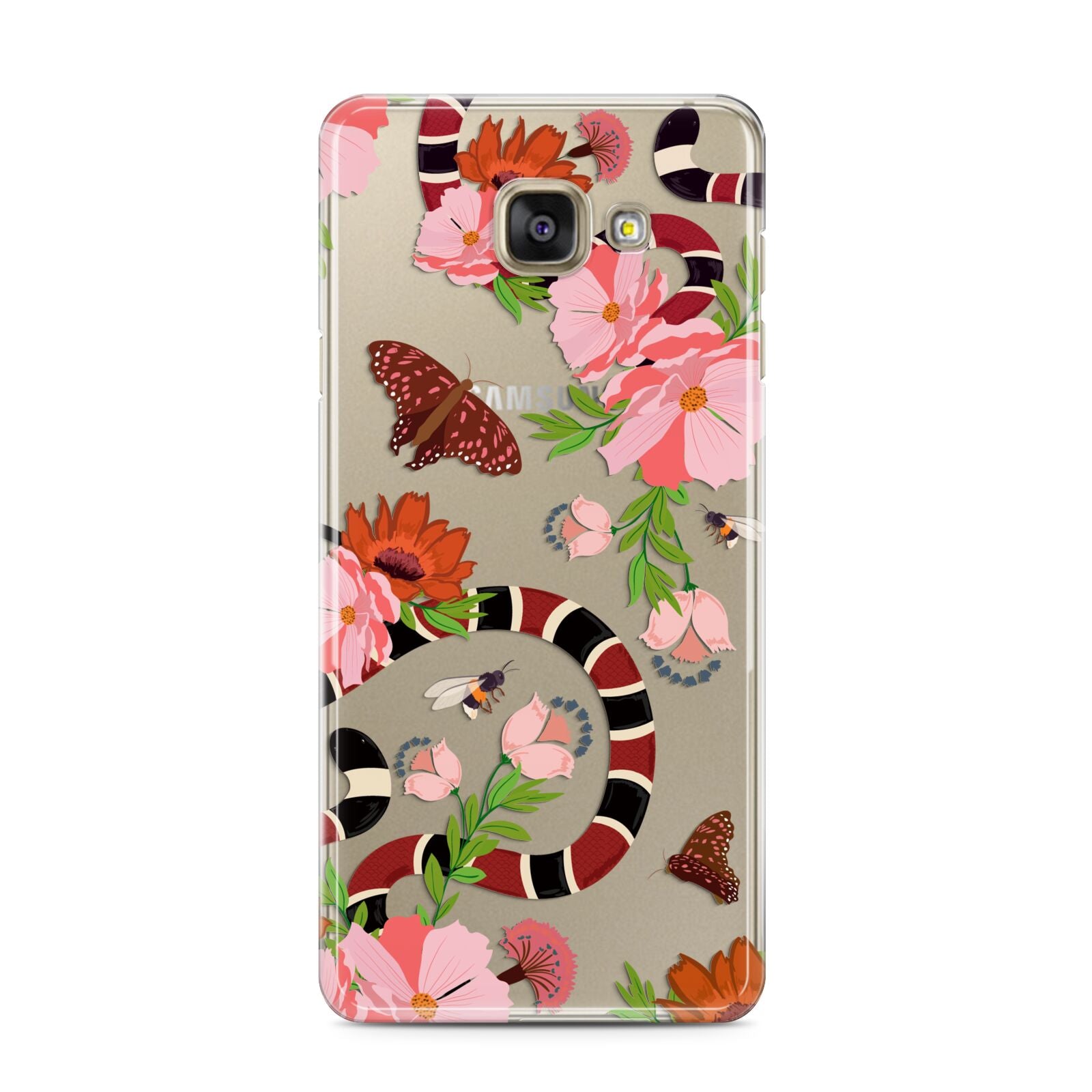 Floral Snake Samsung Galaxy A3 2016 Case on gold phone