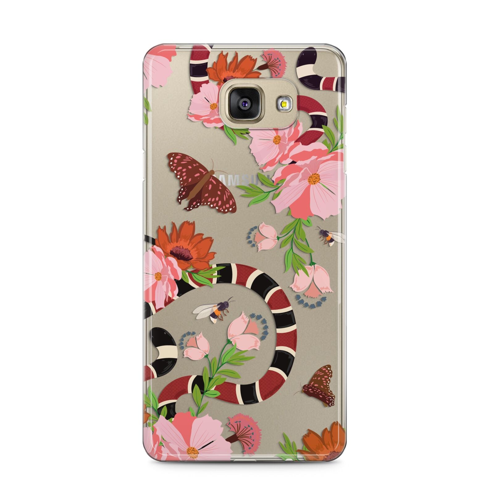 Floral Snake Samsung Galaxy A5 2016 Case on gold phone