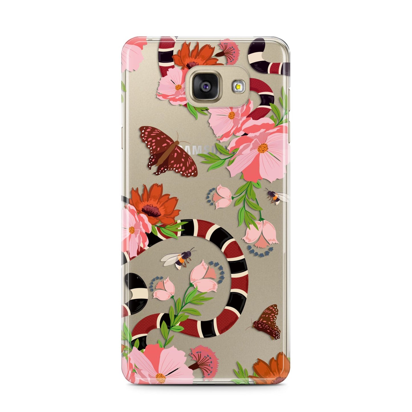 Floral Snake Samsung Galaxy A7 2016 Case on gold phone